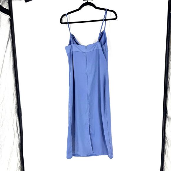 Revolve WeWoreWhat Cowl Satin Slip Midi Dress Slate Blue - Picture 3 of 4